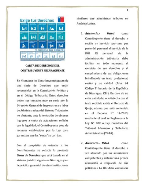 Carta De Derechos Del Contribuyente Nicaraguense Pdf