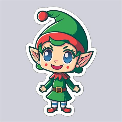 Premium Vector Christmas Elf Cartoon Sticker Xmas Santa Elf Printable