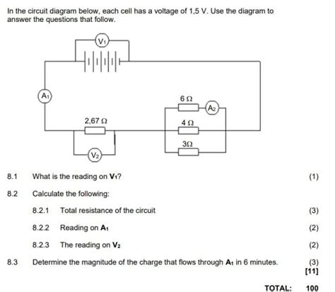 Solved In The Circuit Diagram Below Each Cell Has A Voltage Of V