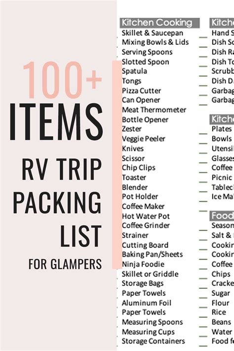 Free Rv Checklist Printable Packing List Travel Trailer 41 Off