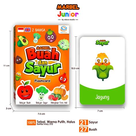 Jual Marbel FLASHCARD BUAH Dan SAYUR Kartu Bayi Pintar Shopee Indonesia