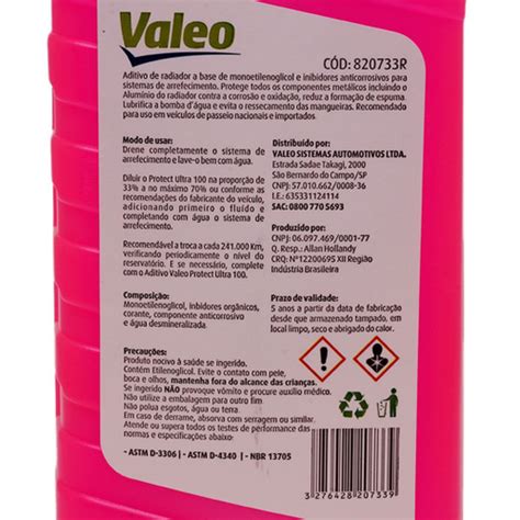 Aditivo Radiador Valeo Protect Ultra Org Nico Concentrado Rosa Kit