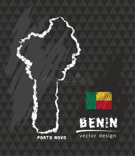 Mapa Del Dibujo De Tiza Del Vector De Benin Aislado En Un Fondo Blanco