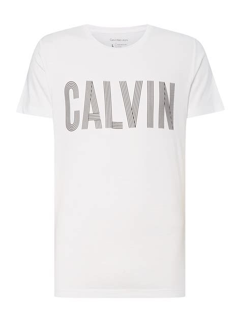 Calvin Klein Jeans T Shirt Mit Logo Print Weiss Online Kaufen