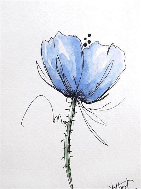 Simple Pen And Ink Watercolor Flowers