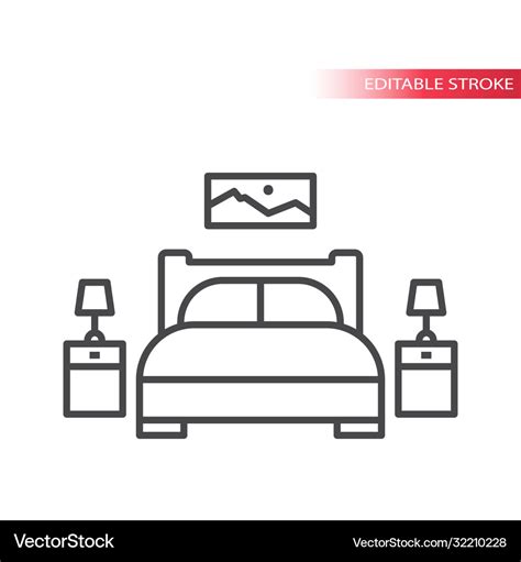 Bedroom furniture home interior thin line Vector Image