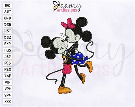 Mickey And Minnie Machine Embroidery Design 4x4 Hoop Couple Etsy