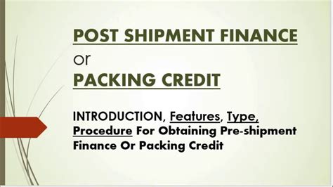 POST SHIPMENT FINANCE FULL NOTES EXPORT FINANCE M YouTube