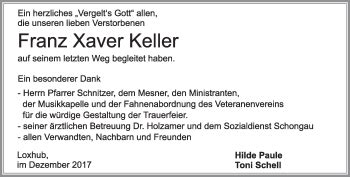 Traueranzeigen Von Franz Xaver Keller Trauer Merkur De