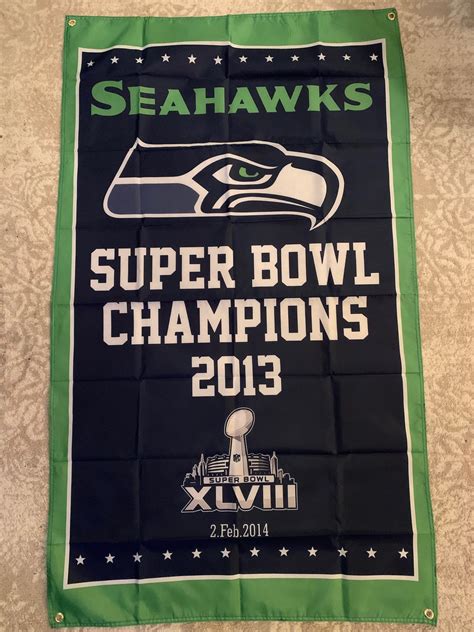 Seattle Seahawks Super Bowl Banner Championship Flag Etsy