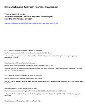 Fillable Online Illinois Estimated Tax Form Payment Voucher Fax Email