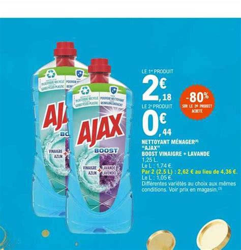 Promo Nettoyant Ménager ajax Boost Vinaigre Lavande chez E Leclerc