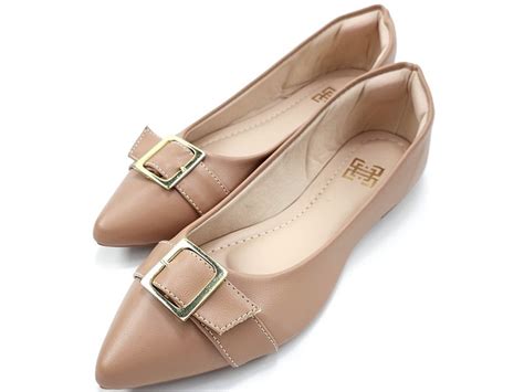Sapatilha Feminina Cs Nude Fivela Ouro Bico Fino Ceci Cal Ados Atacado De Cal Ados