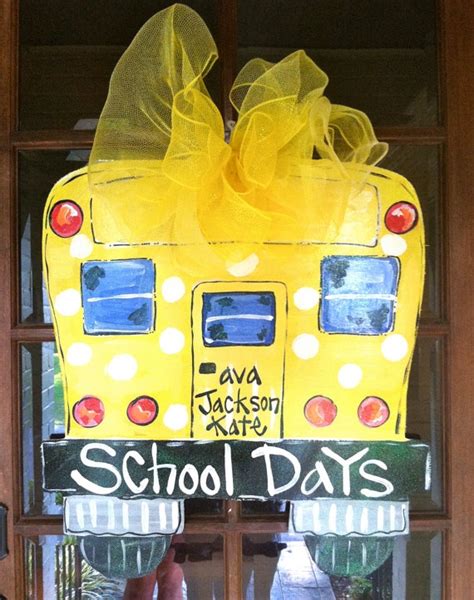 School Bus Door Hanger Bronwyn Hanahan Art Etsy Burlap Crafts Door