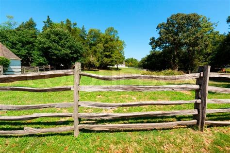 Ancient Wooden Fence On The Farm Stock Photo Colourbox