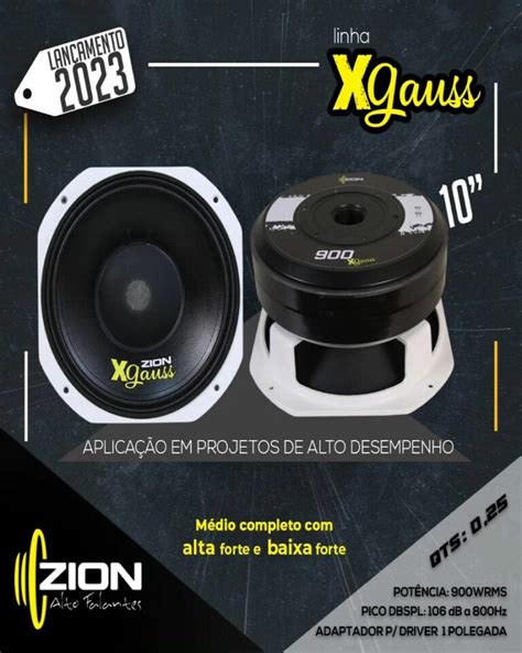 Alto Falante Médio Zion Xgauss 900 rms 10 Polegadas