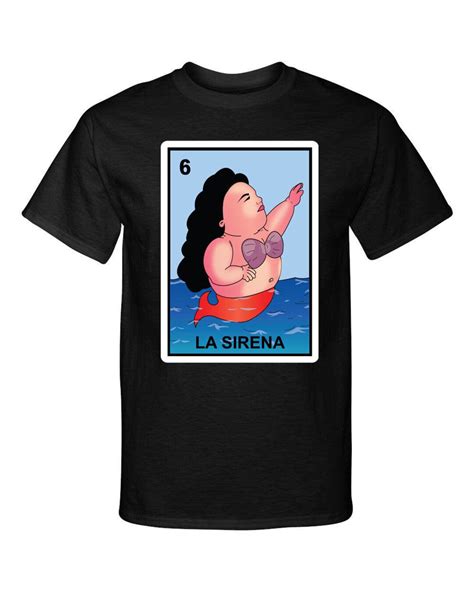 La Sirena Gorda Loteria Mexican Bingo Style Graphic Tee T Shirt Premium