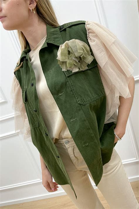 Tensione In Giacca Sahariana Manica In Tulle Nude Calibro Shop
