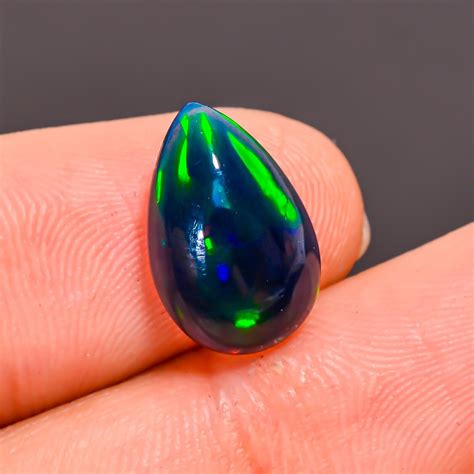 Ct Natural Black Ethiopian Opal Pear Shape Cabs Loose Gemstone