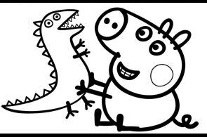 Peppa Pig Dinosaur Coloring Pages - BubaKids.com