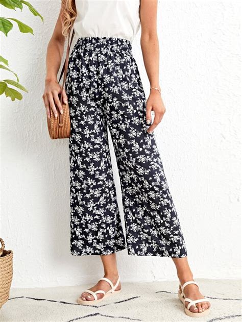 EMERY ROSE Ditsy Floral Print Wide Leg Pants SHEIN USA