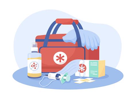 First Aid Kit 2d Vector Isolated Illustration Paramedic Bag Doctor