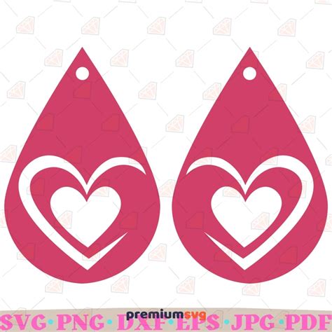 Heart Earring Teardrop Svg Cut File Valentine S Digital Design