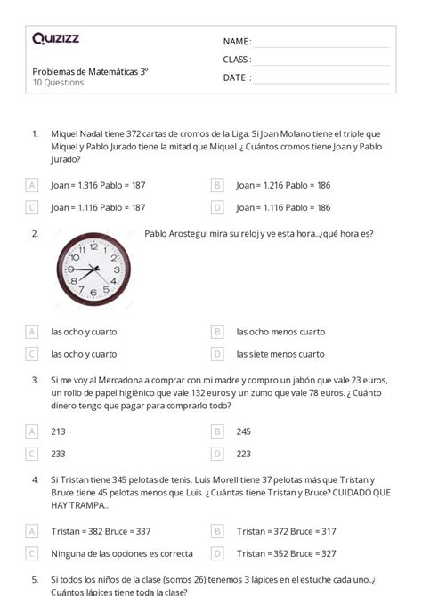 50 Problemas De Dinero Hojas De Trabajo Para Grado 3 En Quizizz