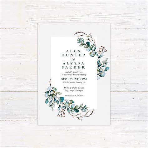 Eucalyptus Invitations Go Print Plus Goprintplus