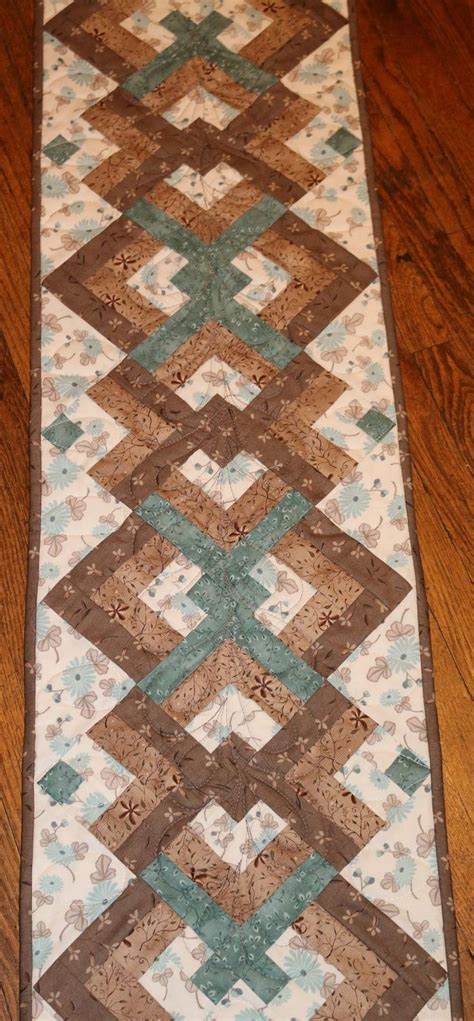 Quilted Table Runner Green Taupe Cream Table Runner Quilt Etsy