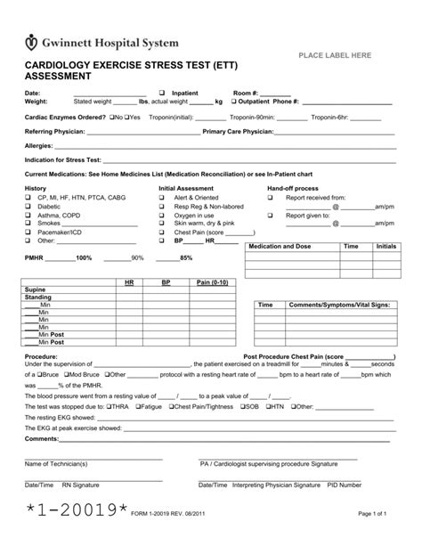 Cardiology Exercise Stress Test (ETT) Assessment