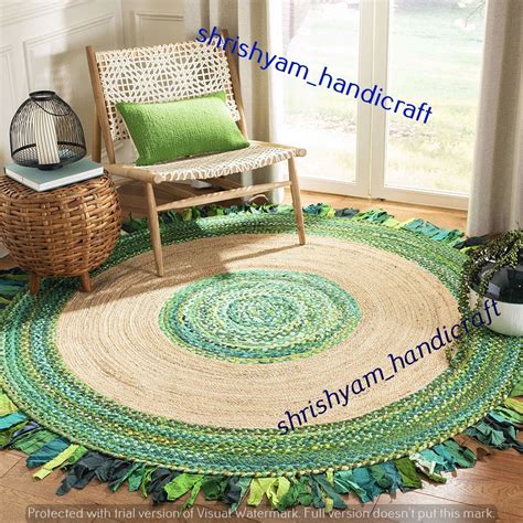 Buy Bohemian Colorful Cotton Area Rugs Hand Braided Round Rugs Multi