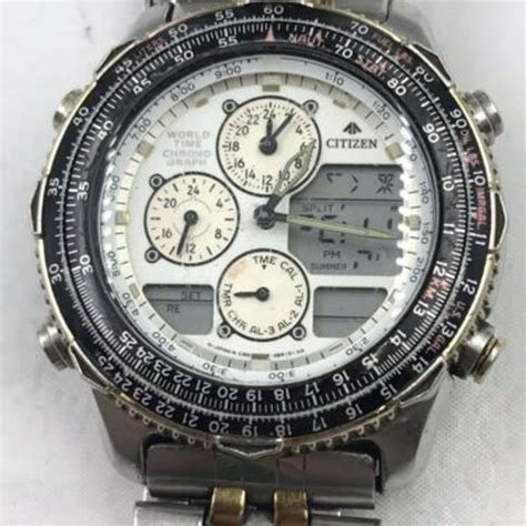 Men Citizen Navihawk World Time Chronograph Pilot Watch Wr100 C300 Q00206 Repair Watchcharts