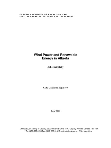 Fillable Online Prism Ucalgary Wind Power And Renewable Energy In