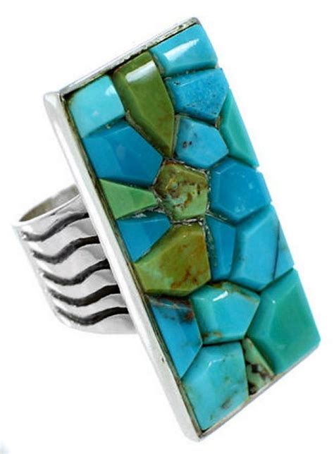 Southwest Jewelry Turquoise Inlay Ring Size 8-1/2 MW73985