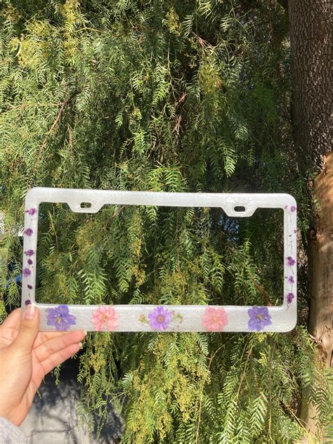 Flower Custom License Plate Frame Etsy