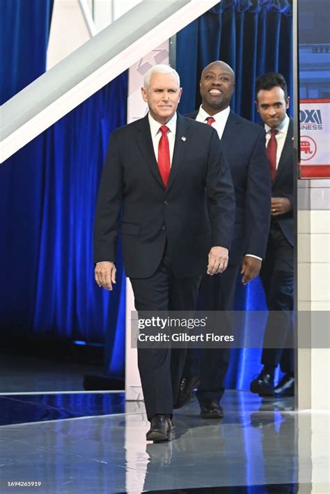 Mike Pence Senator Tim Scott And Vivek Ramaswamy At The Fox News