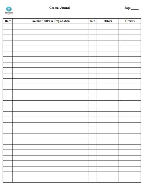 Free General Ledger Paper Template Printable Templates