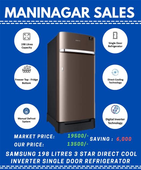 Samsung 198 Litres 3 Star Direct Cool Inverter Single Door Refrigerator