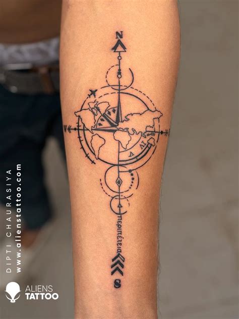 Best Travel Tattoo Ideas For Travelers Aliens Tattoo Compass Tattoo Travel Tattoo Alien Tattoo