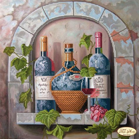 Схема вышивки «натюрморт с вином» (№1022192) - Вышивка крестом