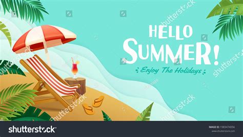 Hello Summer Holiday Beach Vacation Theme Stock Vector Royalty Free