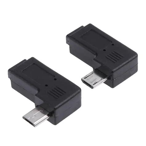 Adaptateur Micro Usb Femelle à Mâle à Angle Droit De 90 Degrés 2 Pièces Convertiseur Micro