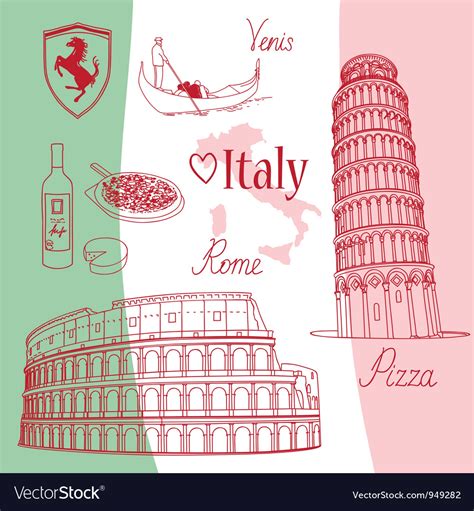 Symbols Of Italy Royalty Free Vector Image Vectorstock