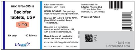 Baclofen Tablets Usprx Only