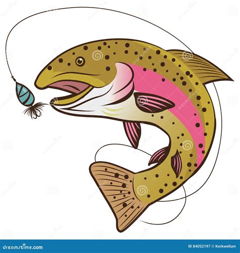 Rainbow Trout Vector Isolated On A White Background Fish Mascot Vector