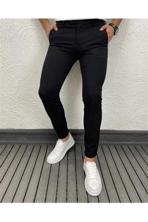 Genel Markalar Erkek Siyah Slim Fit Spor Tarz Kuma Pantolon Fiyat