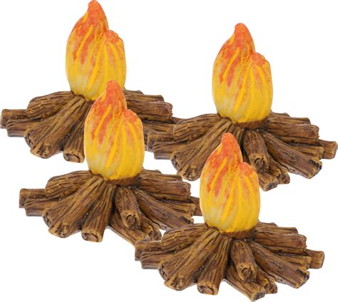 Toddmomy 4pcs Fake Resin Bonfire Model Miniature Campfire