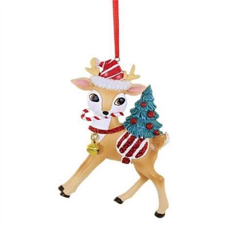 Holiday Ornament Peppermint Reindeer Polyresin Christmas Tree D4112 Stripe 1 Fred Meyer