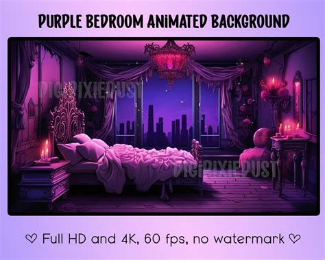 Animated Background Vtuber Purple Bedroom for Green Screen, Vtuber ...